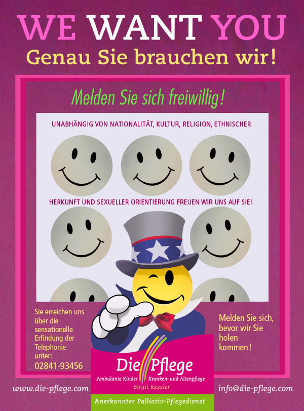 WE WANT YOU - Genau Sie brauchen wir. WE WANT YOU - Genau Sie brauchen wir.